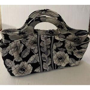 Vera Bradley‎ 2 Handle Floral Purse Tote Blue White Floral Quilted With Wallet